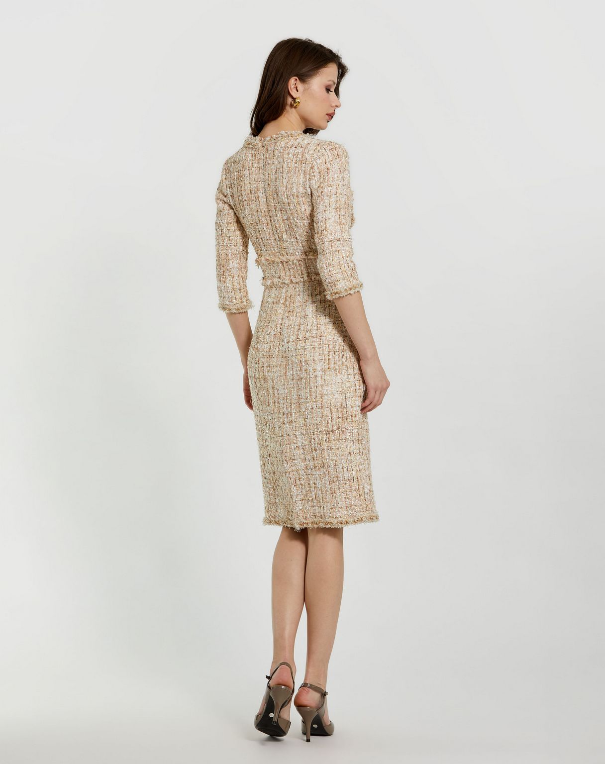 Cocktail Dresses Knee Length Beaded Cocktail Dress Blush