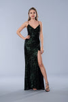 Prom Dresses Long Formal Slit Sequin Prom Dress Emerald Green