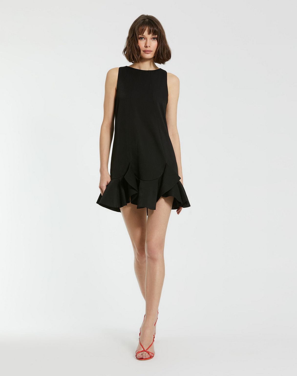 Cocktail Dresses Short Homecoming Ruffle Hem Cocktail Dress Black