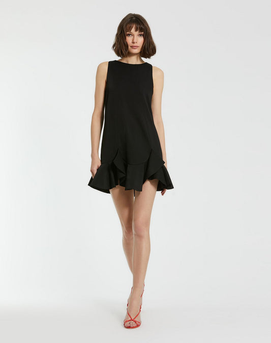 Cocktail Dresses Short Homecoming Ruffle Hem Cocktail Dress Black