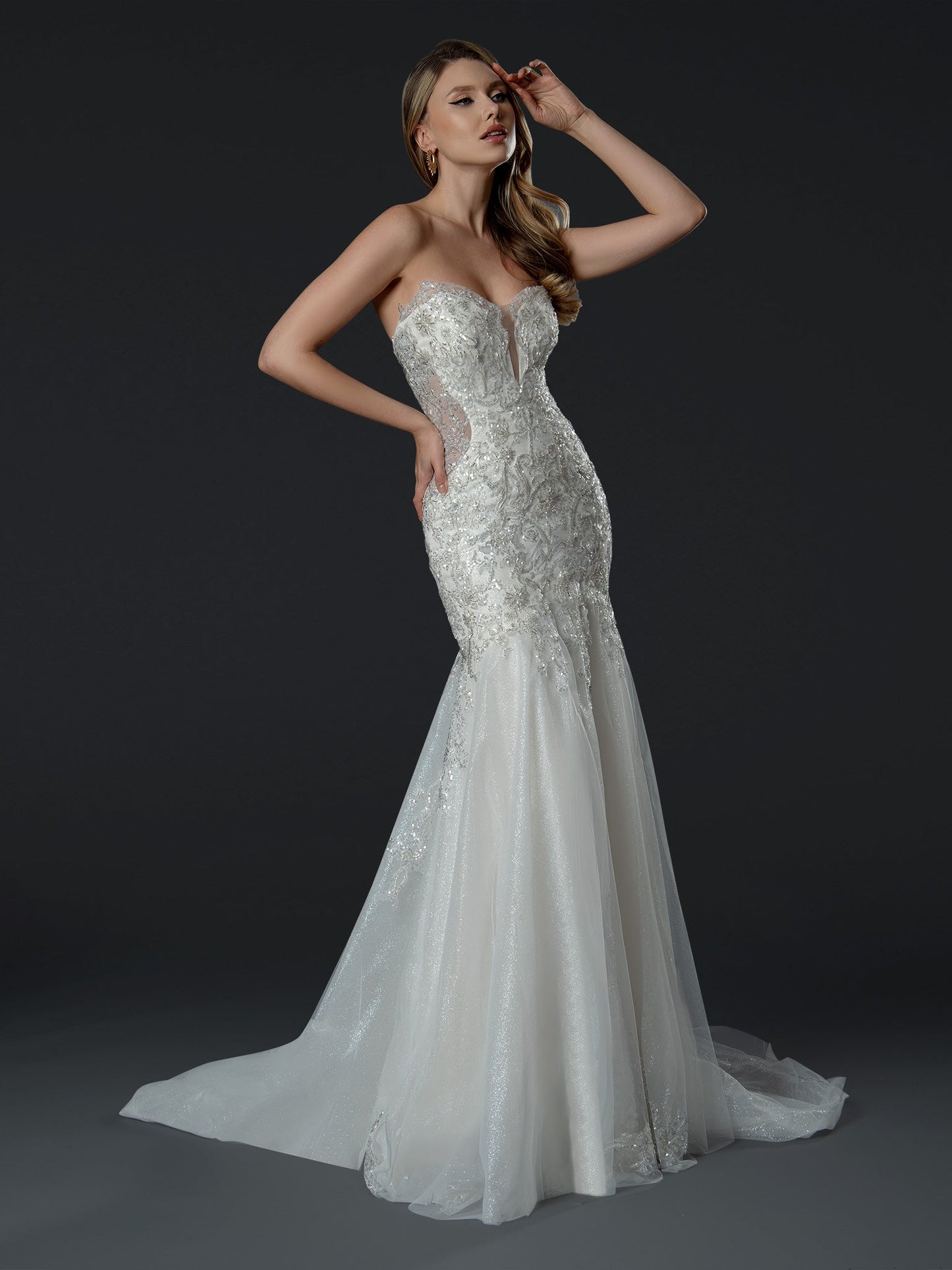 Wedding Dresses Long Bridal Mermaid Wedding Sequin Dress Off White