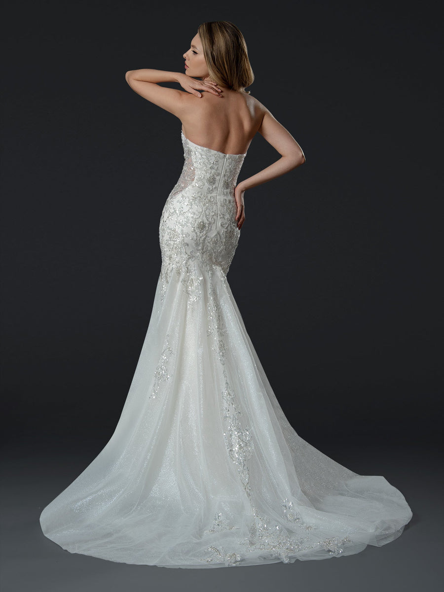 Wedding Dresses Long Bridal Mermaid Wedding Sequin Dress Off White