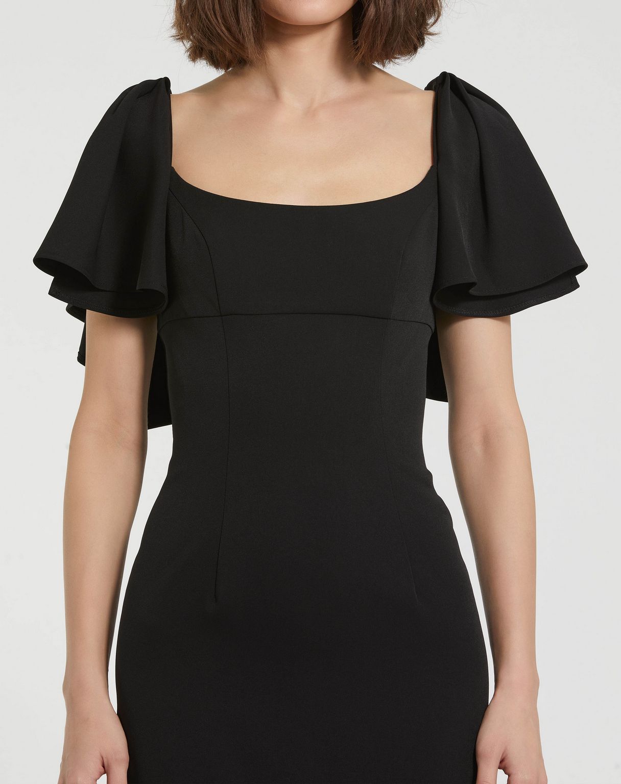 Formal Dresses Tea Length Formal Ruffle Dress Black