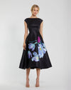 Cocktail Dresses A Line Floral Print Cocktail Midi Dress Black Multi