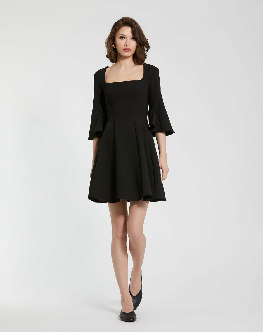 Cocktail Dresses Short Mini Square Neck Cocktail Dress Black