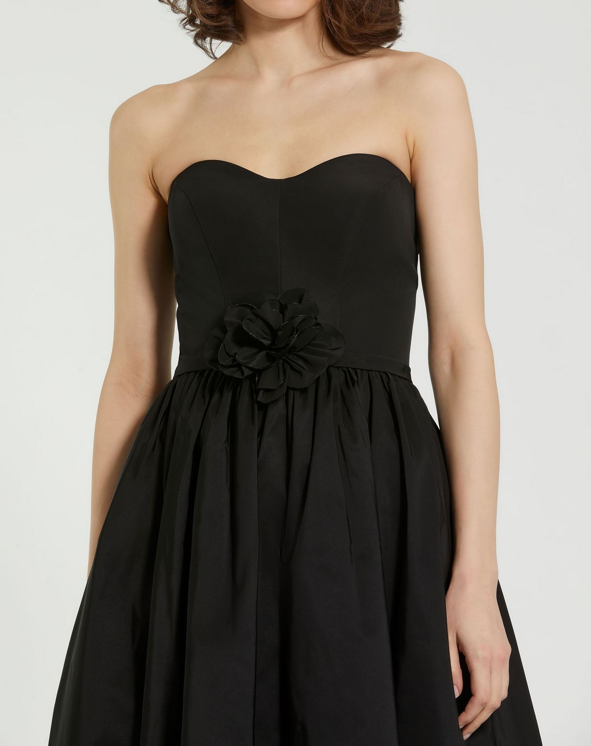 Formal Dresses A Line Tea Length Floral Detail Formal Dress Black