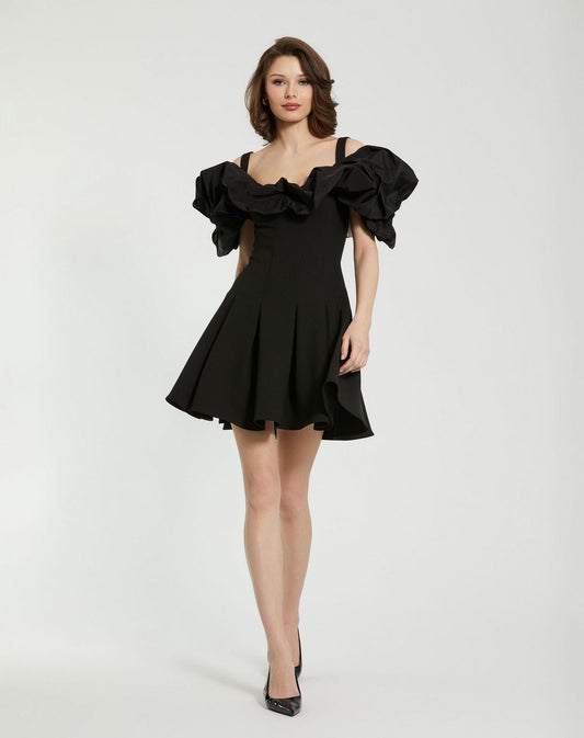 Cocktail Dresses Short Ruffle Detail Cocktail Dress Black