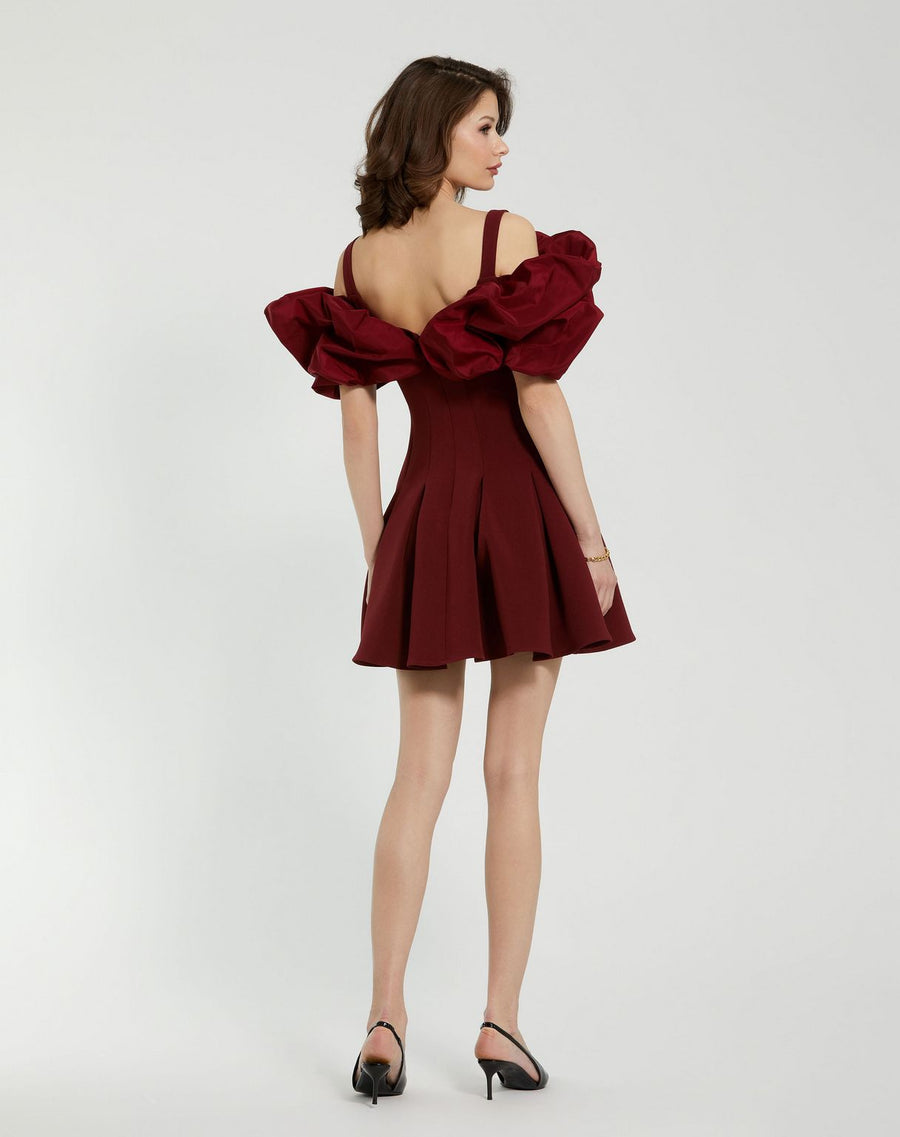 Cocktail Dresses Short Ruffle Detail Cocktail Dress Oxblood