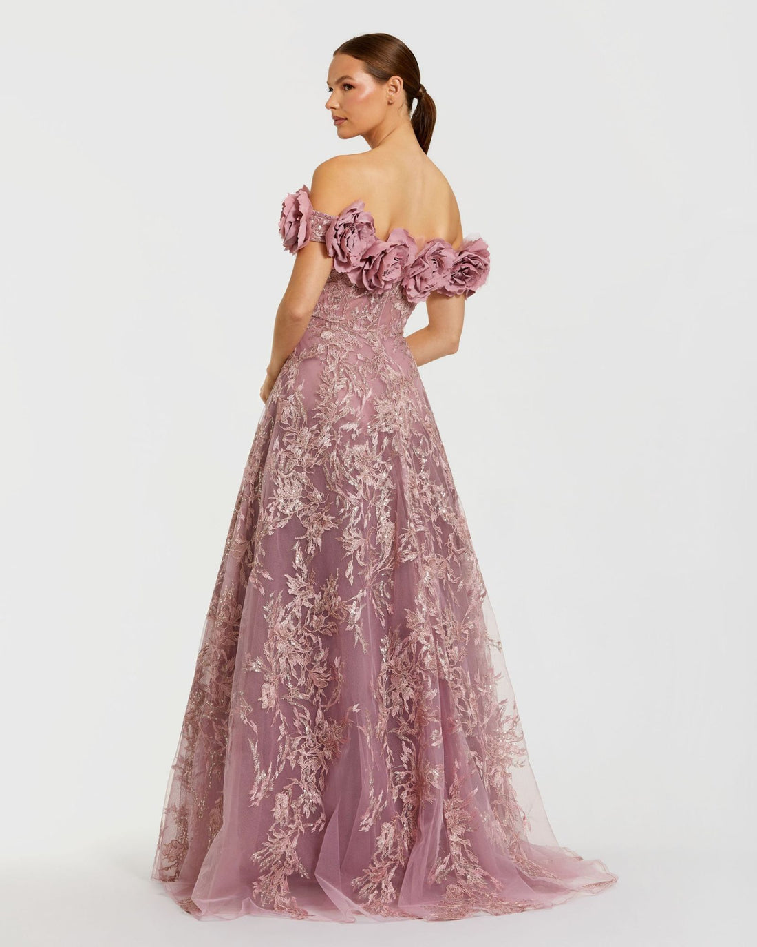 Prom Dresses Floral Long A Line Formal Prom Dress Mauve