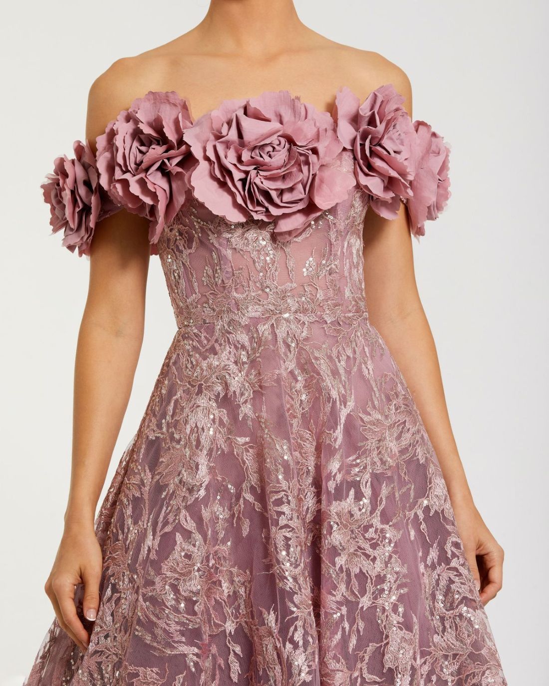 Prom Dresses Floral Long A Line Formal Prom Dress Mauve