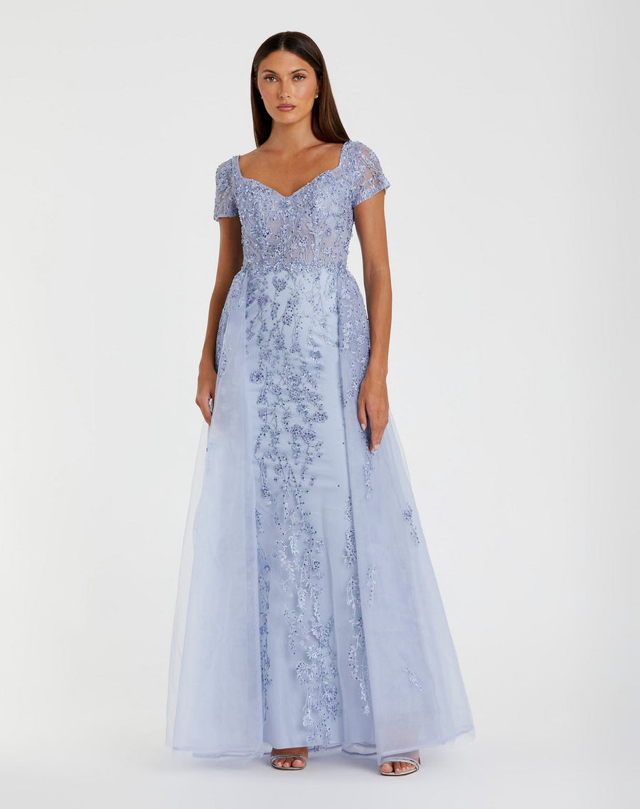 Formal Dresses Evening Long Gown Formal Beaded Floral Dress Powder Blue
