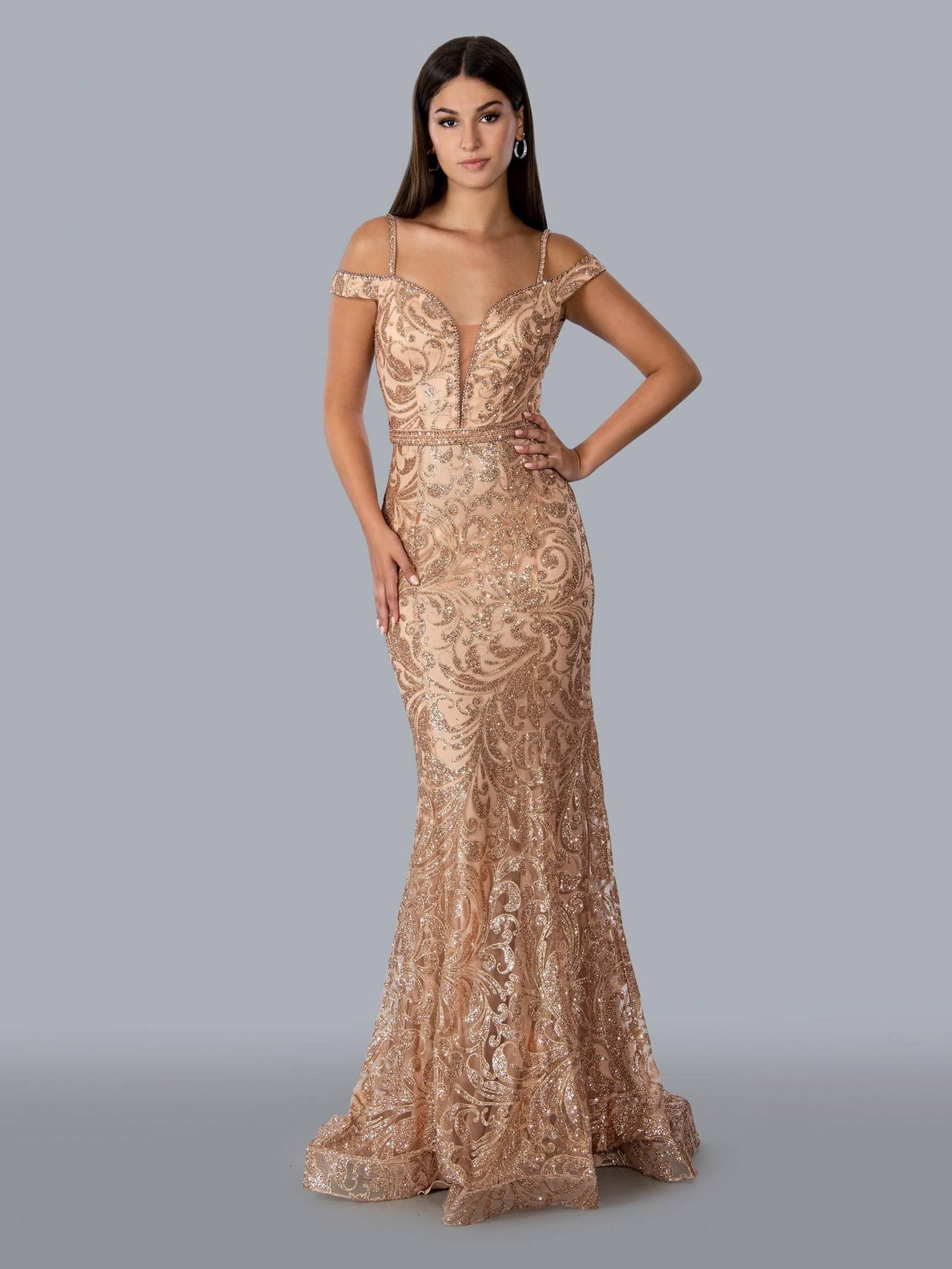 Stella Couture 21044 Long Off Shoulder Evening Dress