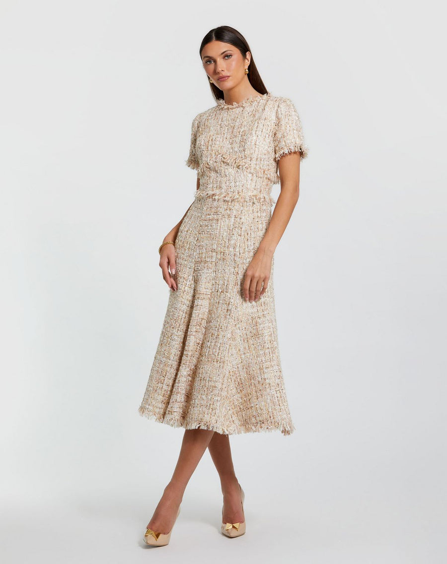 Formal Dresses A Line Detail Tea Length Formal Dress Blush