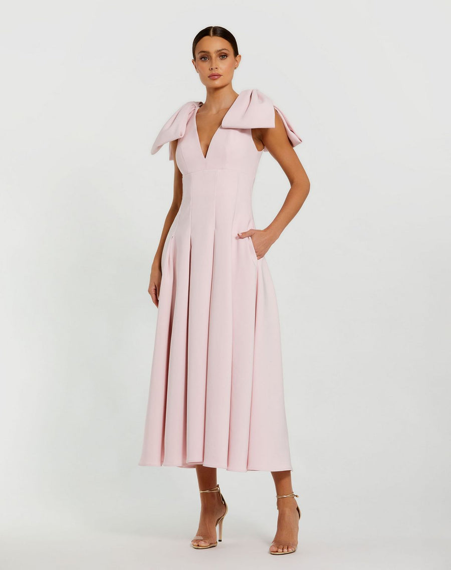 Formal Dresses Fitted Evening Formal Midi Dress  Blush