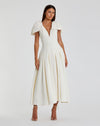 Formal Dresses Fitted Evening Formal Midi Dress  Ivory