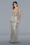 Sleeveless Long Evening Gown Prom Dress Silver