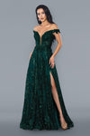 Off Shoulder Long Evening Gown Prom Dress Green