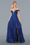 Off Shoulder Long Evening Gown Prom Dress Royal