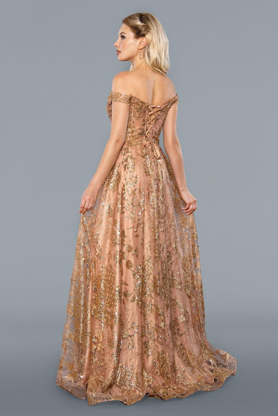 Off Shoulder Long Evening Gown Prom Dress Rose