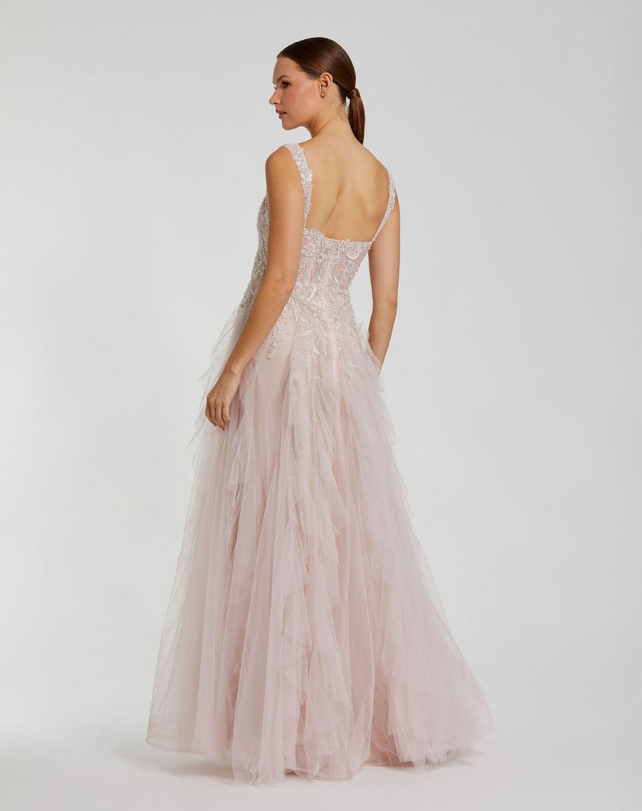 Prom Dresses A Line Long Formal Sequin Ruffle Prom Dress Porcelain Multi