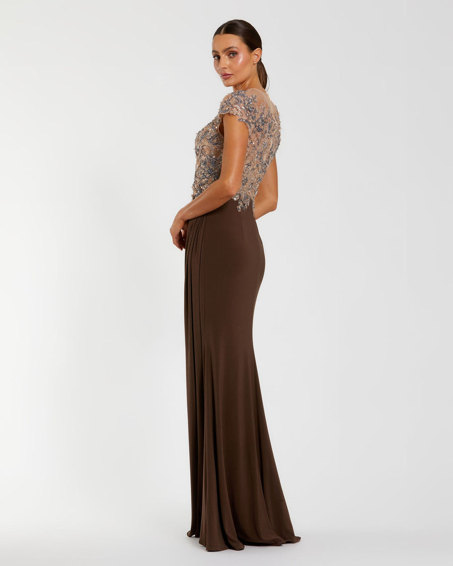 Formal Dresses Long Formal Beaded Evening Dress Chocolate