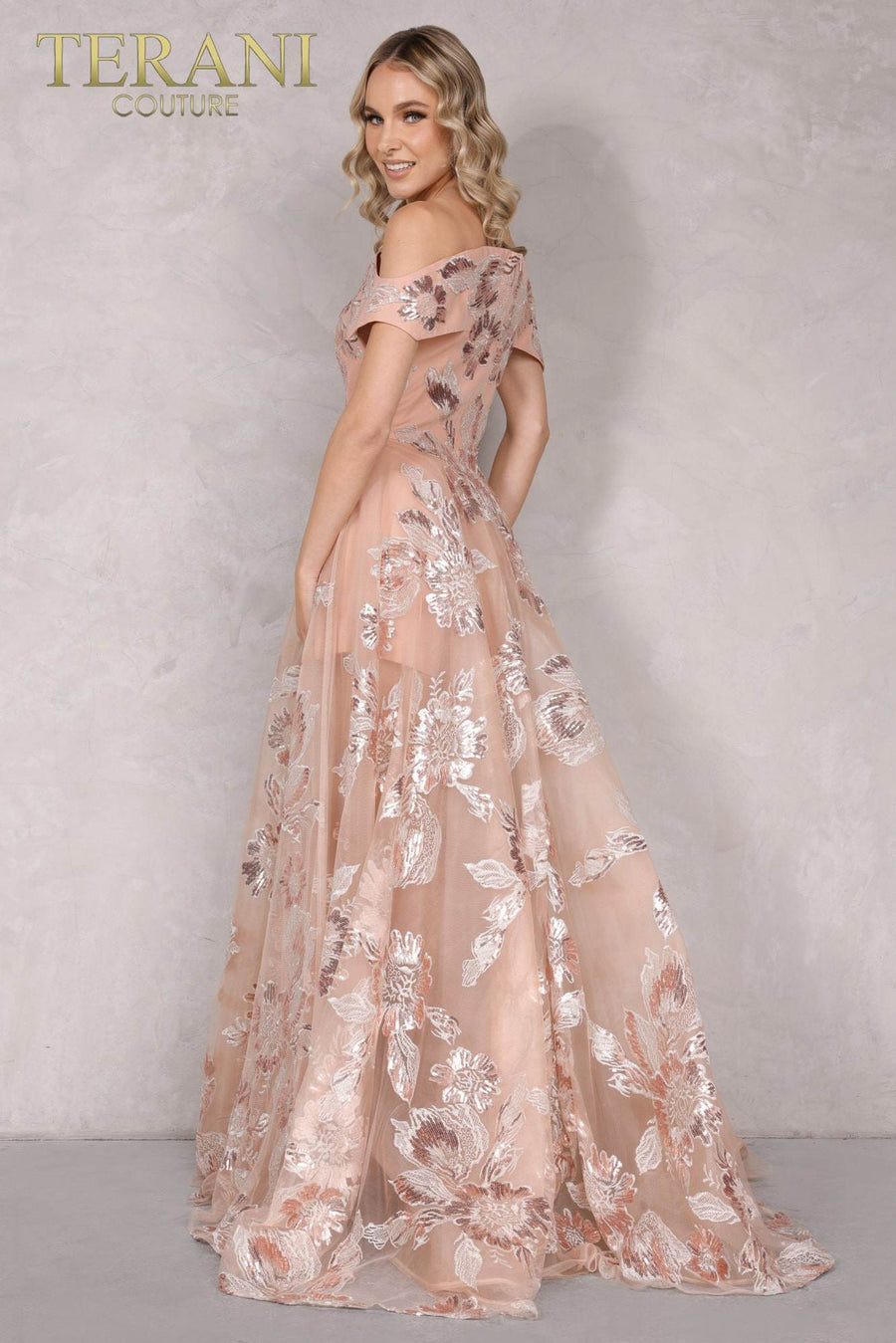 Prom Dresses Formal Long Ball Gown Floral Prom Dress Rose