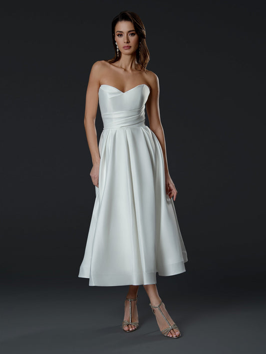 Wedding Dresses A Line Midi Length Wedding Dress Off White