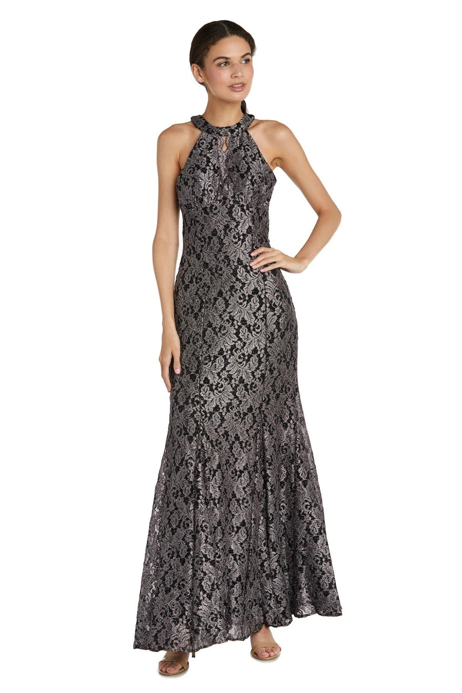 Formal Dresses Long Glitter Formal Evening Petite Dress Black/Taupe