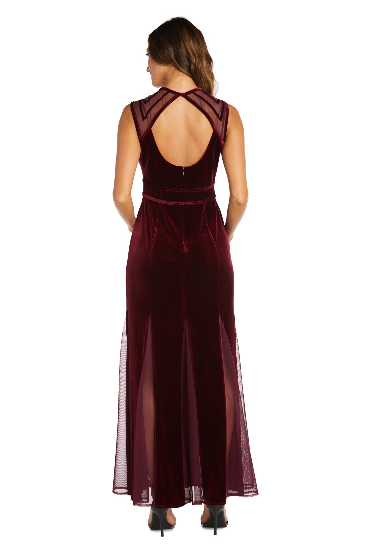 Formal Dresses Fitted Velvet Long Formal Petite Dress  Burgundy