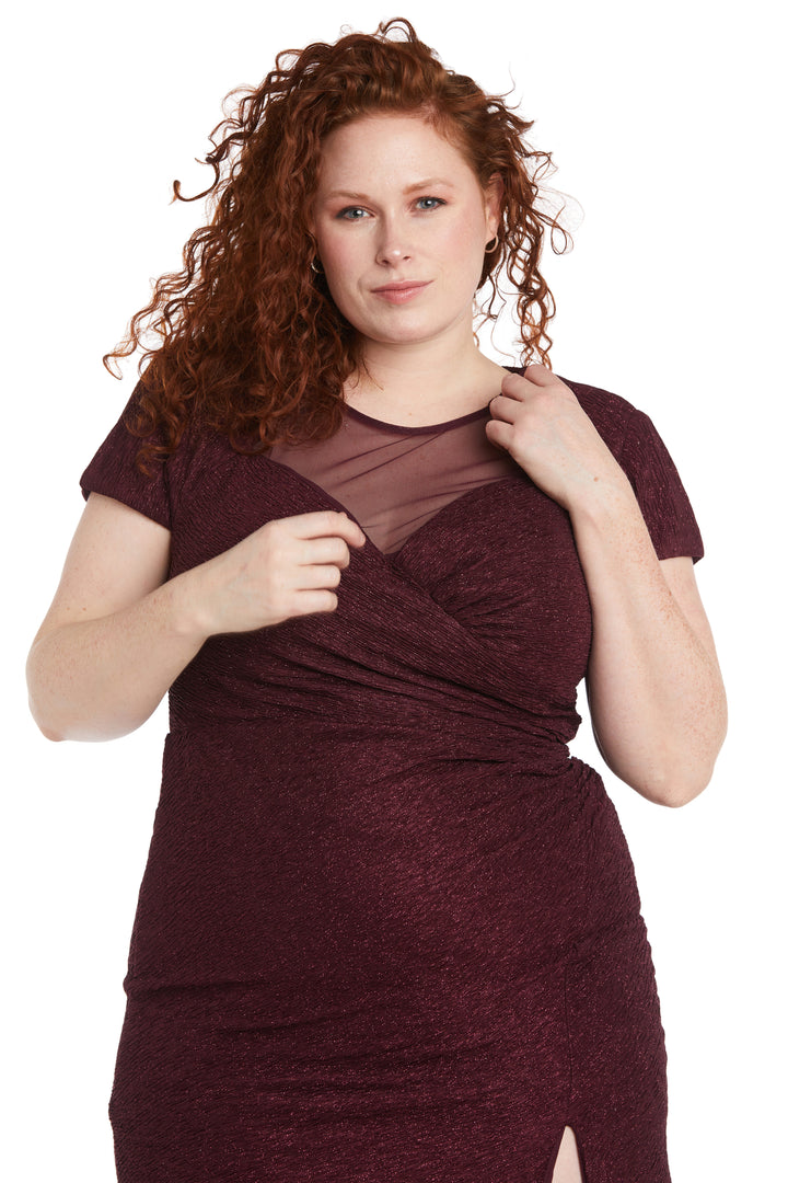 Plus Size Dresses Long Glitter Formal Plus Size Mother of the Bride Dress Merlot