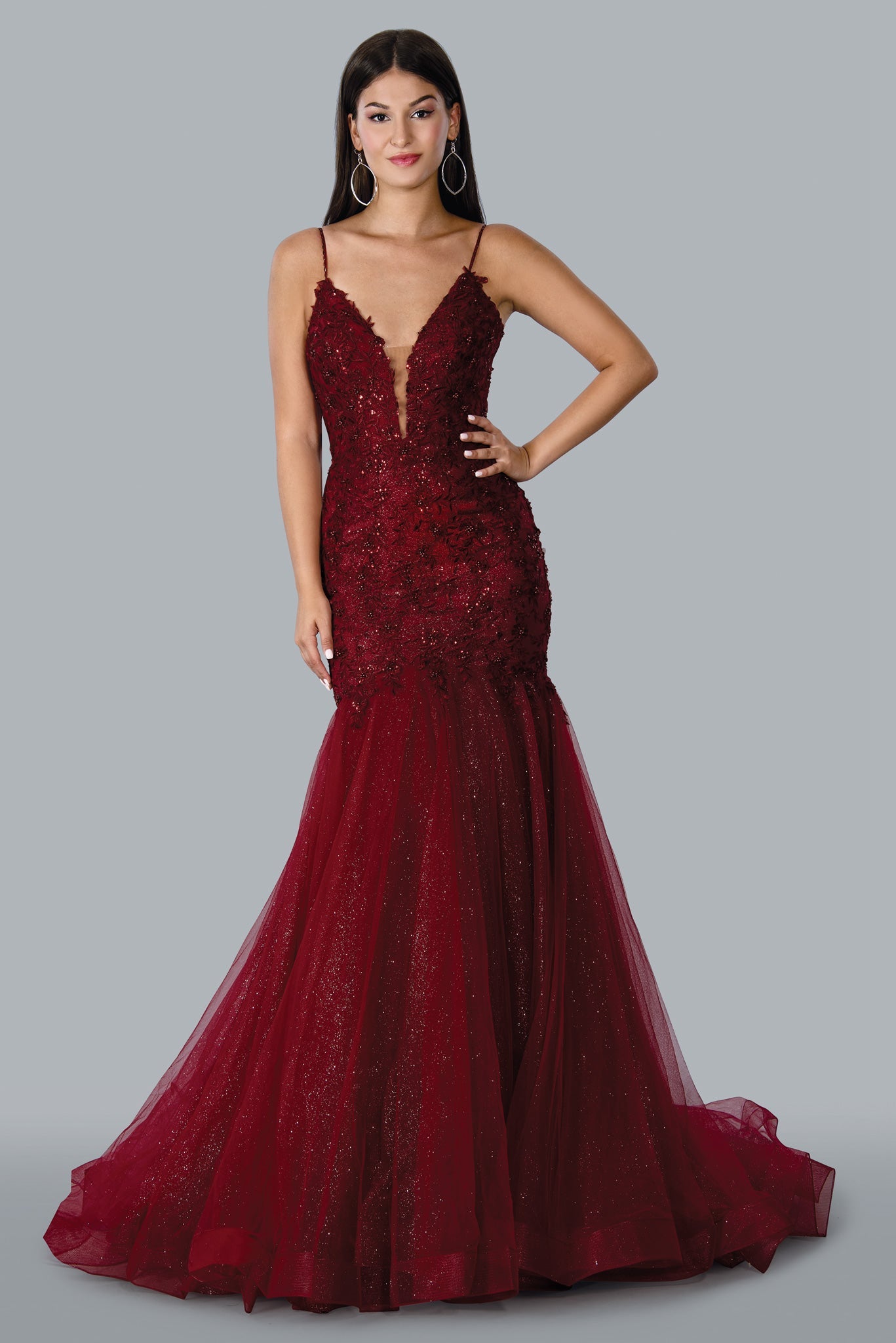 Prom Dresses Prom Glitter Long Formal Dress Burgundy