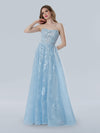Prom Dresses Prom Long A Line Floral Lace Formal Dress Blue