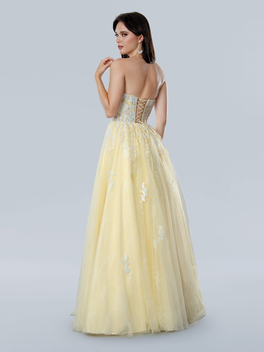 Prom Dresses Prom Long A Line Floral Lace Formal Dress Yellow