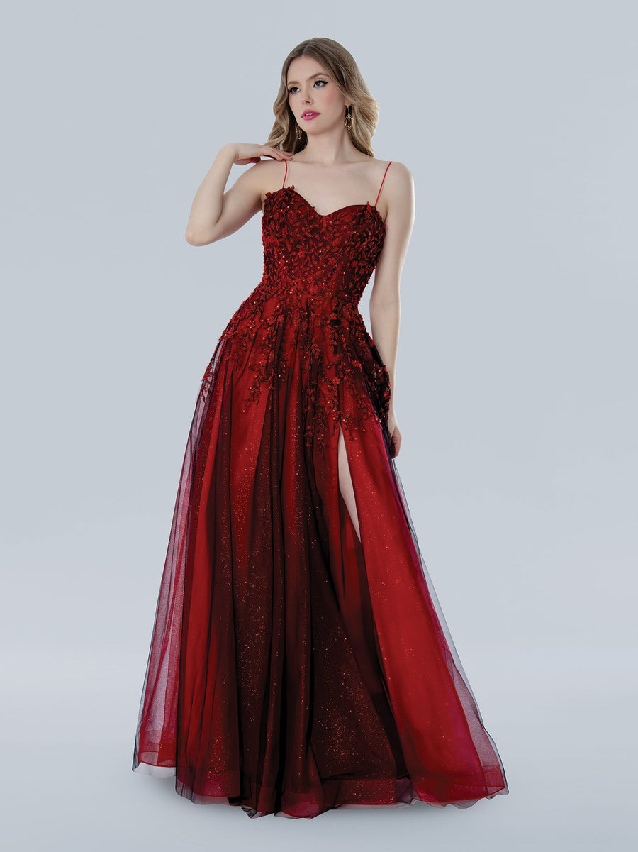 Prom Dresses A Line Long Formal Glitter Lace Prom Dress Red