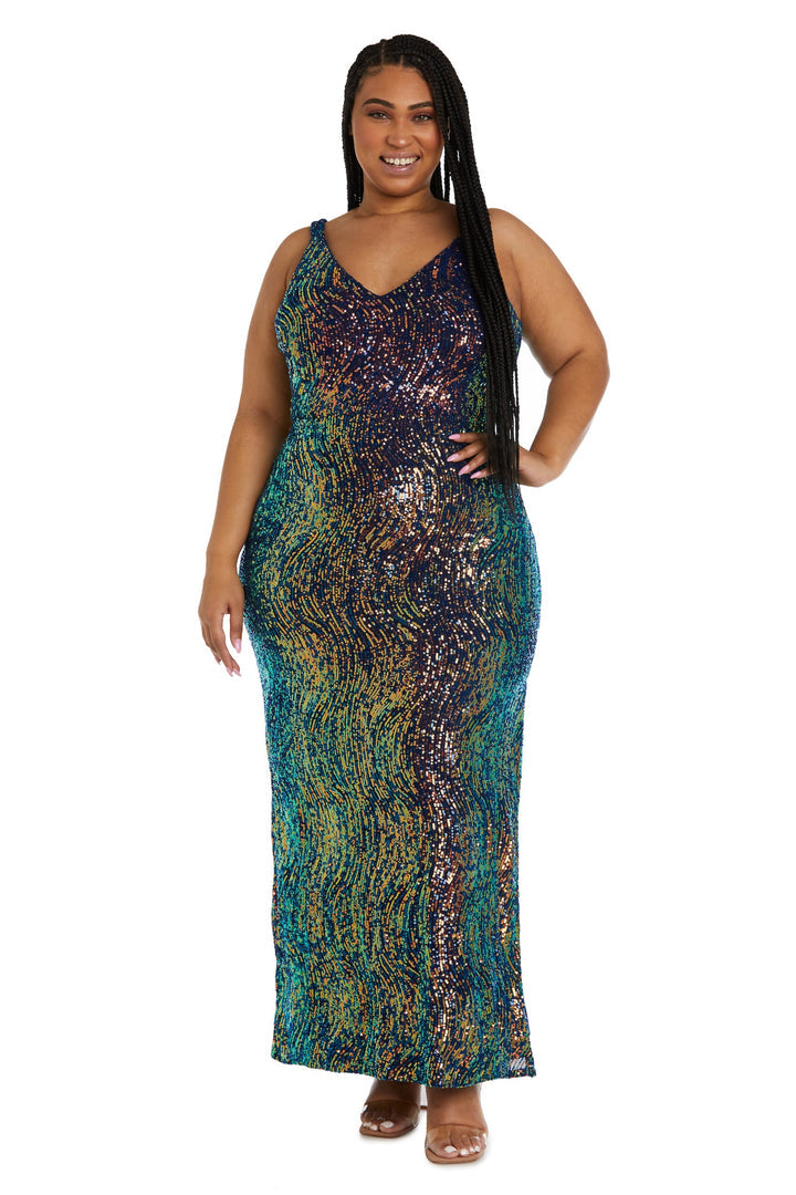 Plus Size Dresses Long Evening Seqiun Formal Dress Navy/Rainbow