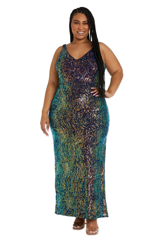 Plus Size Dresses Long Evening Seqiun Formal Dress Navy/Rainbow