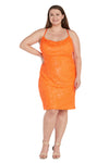Nightway Plus Size Short Cocktail Dress 22104W - The Dress Outlet Neon Orange