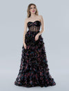 Prom Dresses Long Ball Gown A Line Formal Corset Print Prom DressBlack