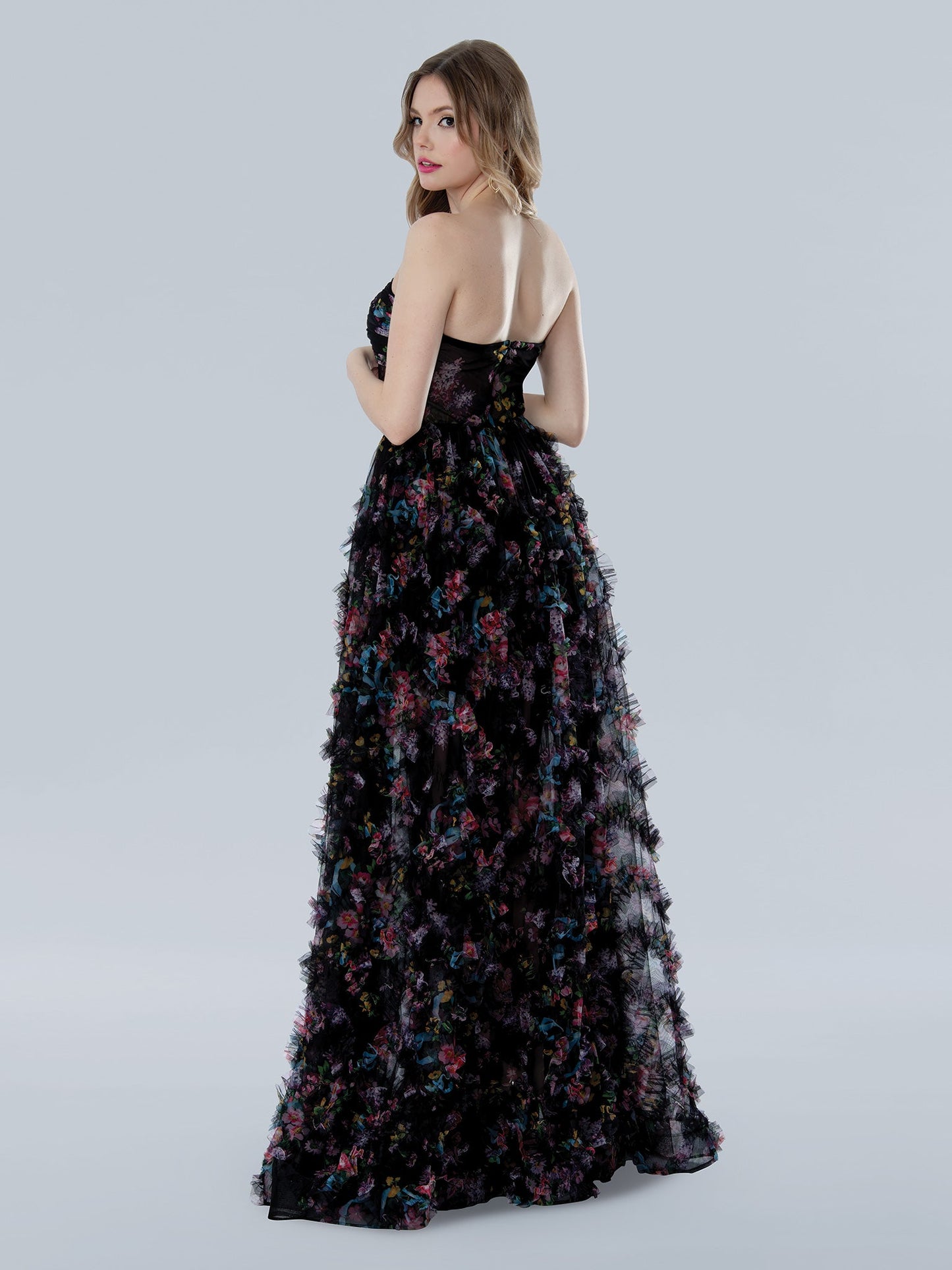 Prom Dresses Long Ball Gown A Line Formal Corset Print Prom DressBlack