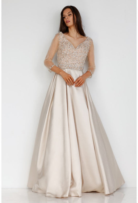 Formal Dresses Long Formal Beaded Evening Dress Champagne