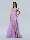 Prom Dresses A Line Glitter Long Formal Lace Prom Dress Lilac