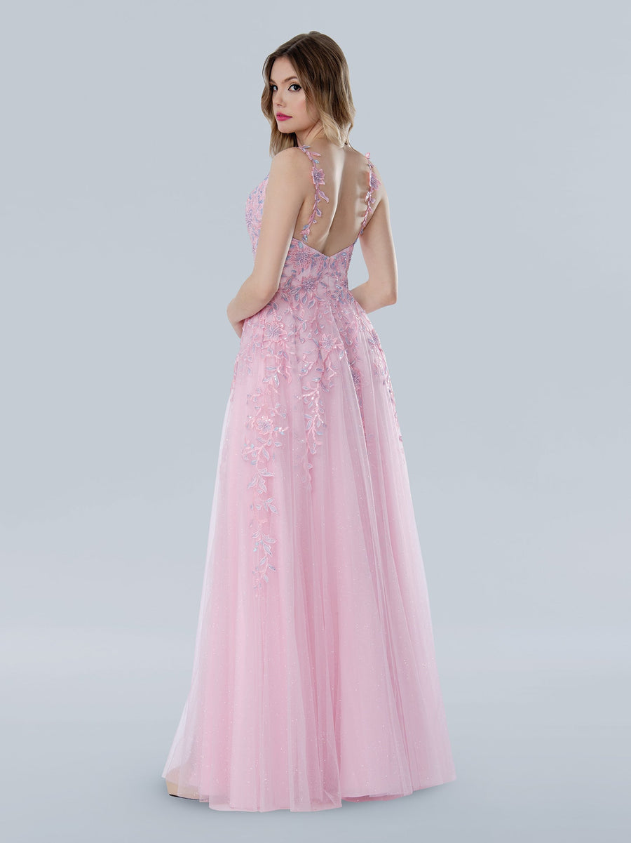 Prom Dresses A Line Glitter Long Formal Lace Prom Dress Pink
