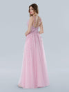 Prom Dresses A Line Glitter Long Formal Lace Prom Dress Pink
