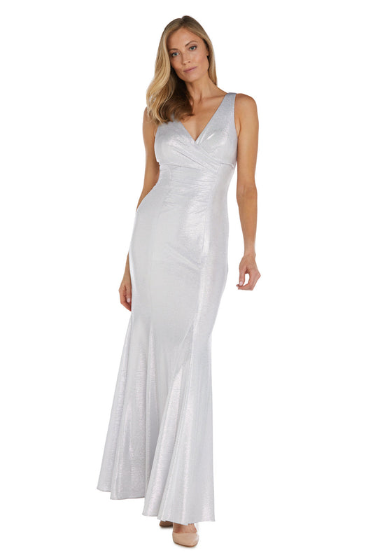 Formal Dresses Long Metallic Formal Fitted Evening Dress White