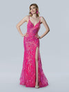 Prom Dresses Fitted Long Formal Slit Evening Prom Dress Fuchsia