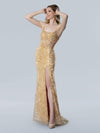 Prom Dresses Long Prom Sequin Print Formal Dress  Gold