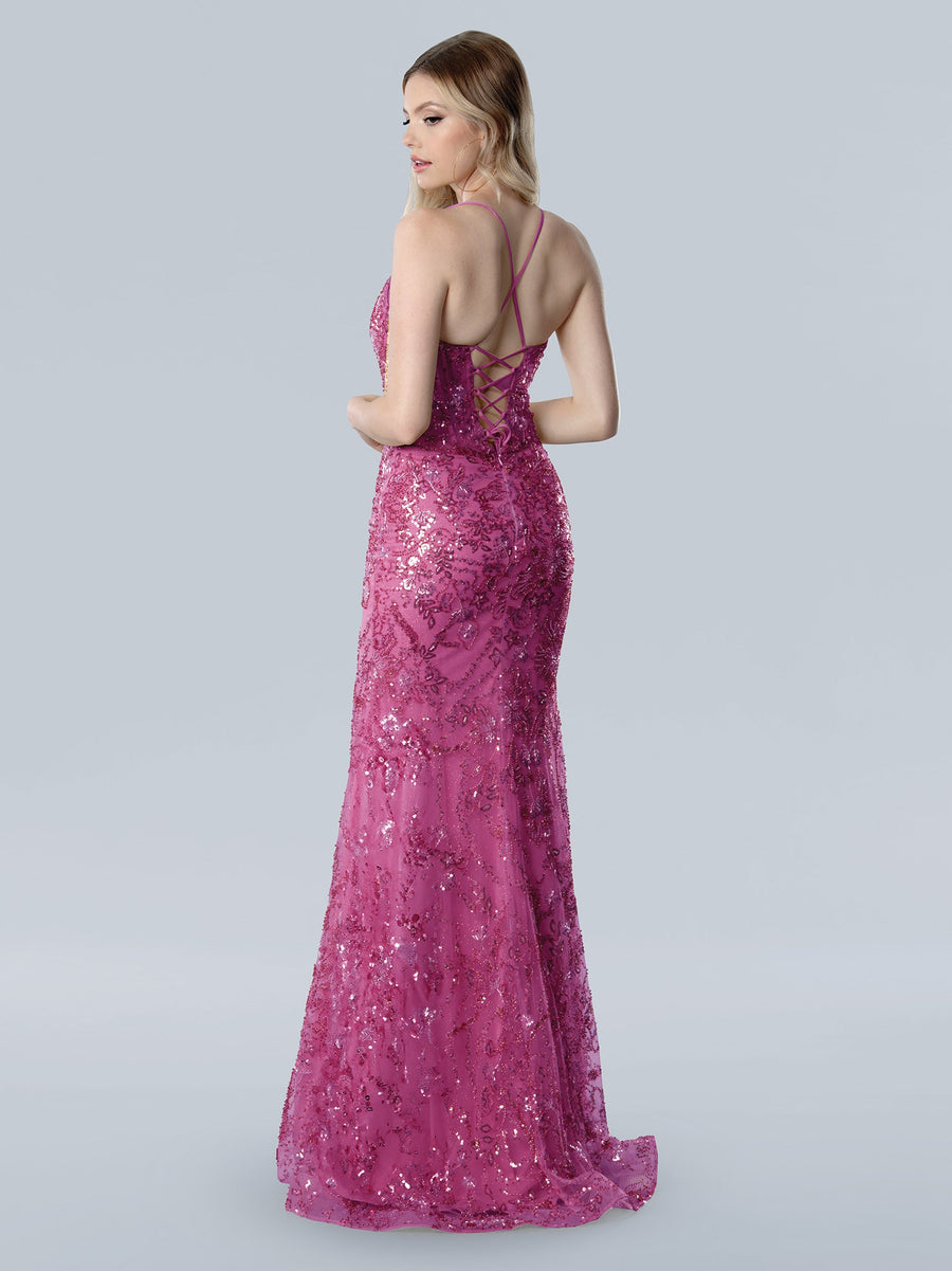 Prom Dresses Long Prom Sequin Print Formal Dress Fuchsia