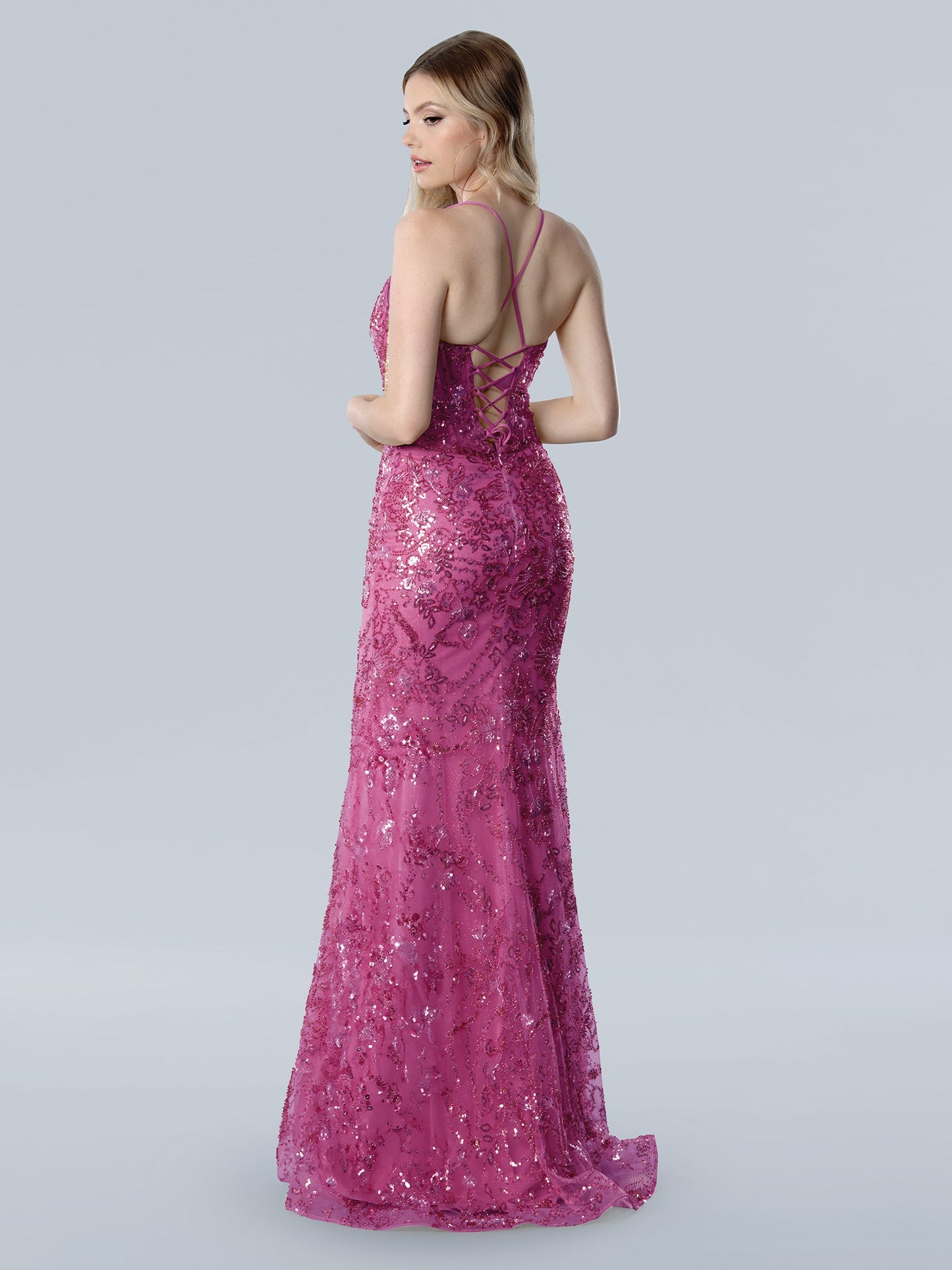 Prom Dresses Long Prom Sequin Print Formal Dress Fuchsia