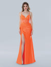 Prom Dresses Prom Long Corset Lace Applique Formal Dress Orange
