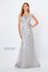 Formal Dresses Floral Long Beaded Evening Formal Dress Gray/Nude